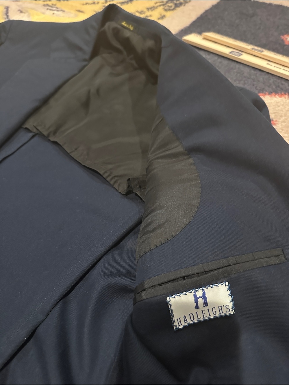 Hand made in Italy Hadleigh’s Men's Classic 100% Cotton Navy Two-Piece Suit - Picture 10 of 14